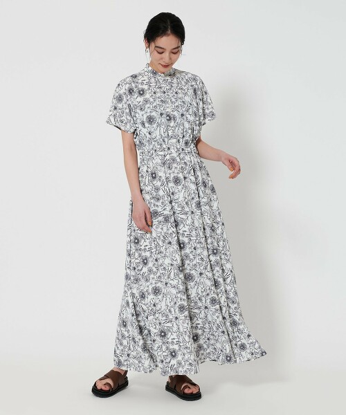 【日比谷花壇聯名】花卉印花立領洋裝
