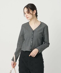 素色＆格紋V領開襟衫