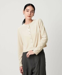 天鵝絨合身開襟衫 日本製