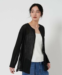 縐紗圓領開襟衫 日本製