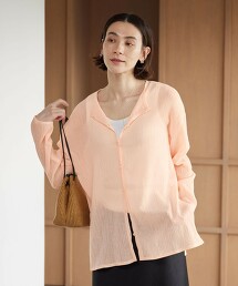 縐紗圓領開襟衫 日本製