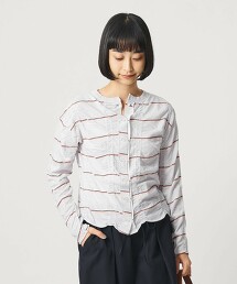 ＜MEYAME＞緹花條紋2WAY開襟衫 日本製