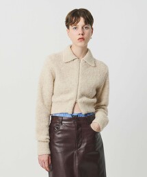＜H＞羊毛羊駝拉鍊開襟衫