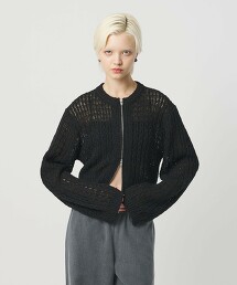 ＜H＞粗針拉鍊開襟衫