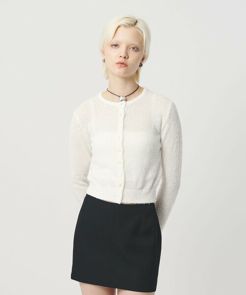 ＜H＞捲曲紗線短版開襟衫