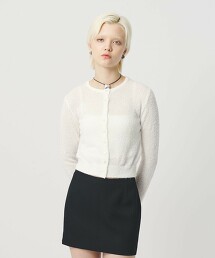 ＜H＞捲曲紗線短版開襟衫