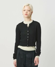 ＜H＞捲曲紗線短版開襟衫