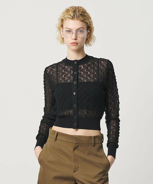 ＜H＞棉尼龍鏤空開襟衫