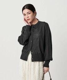 羊毛尼龍透膚開襟衫