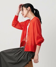 羊毛尼龍透膚開襟衫
