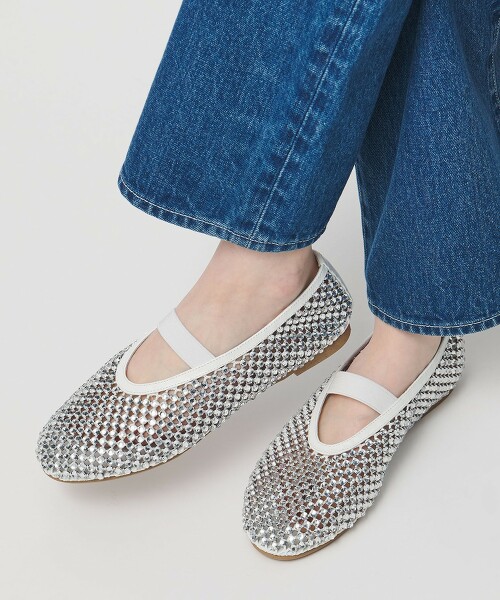 網眼水鑽平底鞋