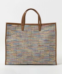 <A VACATION>TANK線條格紋托特包