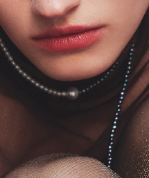 TW les bon bon DUAL CHOKER 雙月輕舞珍珠頸鍊 navy
