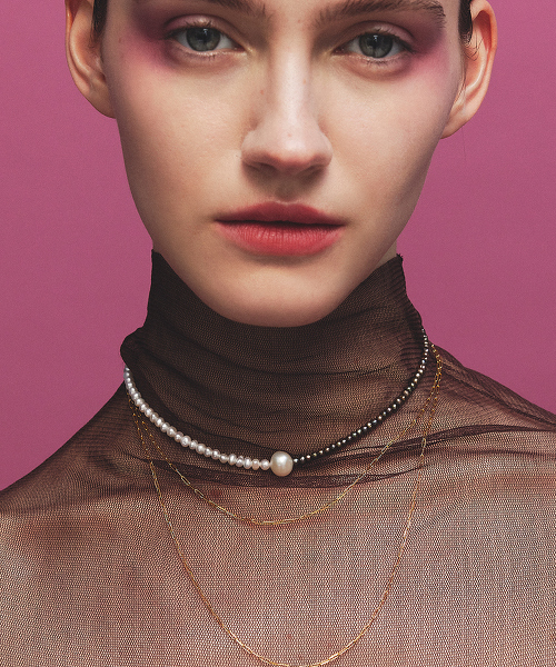 TW les bon bon DUAL CHOKER 雙月輕舞珍珠頸鍊 brown