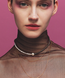 TW les bon bon DUAL CHOKER 雙月輕舞珍珠頸鍊 brown