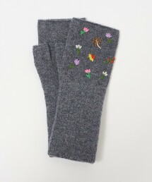 花朵刺繡露指手套