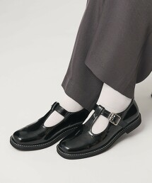 仿皮革T扣環樂福鞋