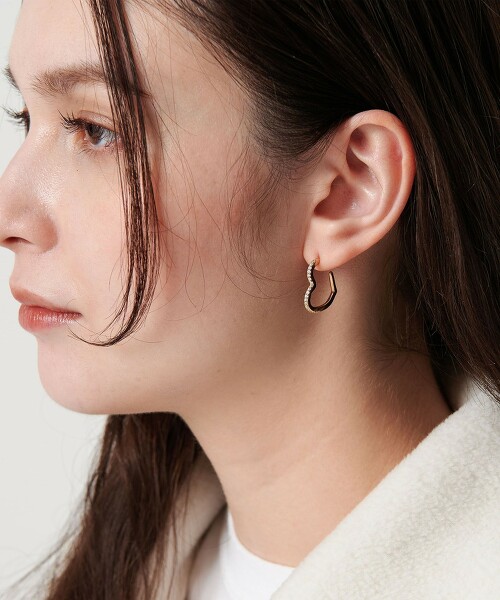 人工鑽石線條愛心耳釘