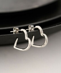 人工鑽石線條愛心耳釘