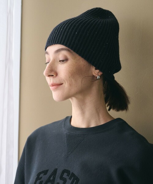 亮片羅紋針織毛帽