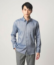 Evelit 棉牛津布素色壓扣扣領襯衫 EASY IRON