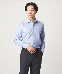 棉質人字紋寬領正裝襯衫 -抗皺定型-