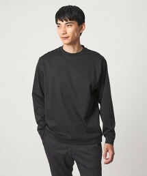 亞麻混紡雙面針織商務圓領上衣