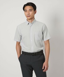 P RAKKAN® 條紋壓釦扣領襯衫 EASY IRON・吸水速乾