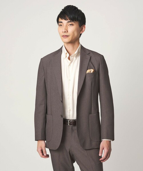 A＋ 聚酯纖維鯊魚皮2釦彈性西裝外套