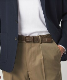 皮革扣環鬆緊網眼皮帶