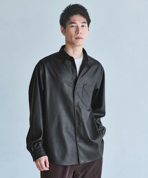  JUST LOOSE 仿皮革襯衫
