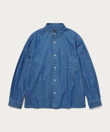 褪色牛仔標準領襯衫
