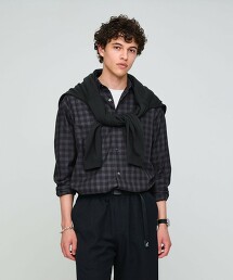 THOMAS MASON 法蘭絨格紋JUST LOOSE標準領長袖襯衫