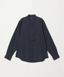 舒適版型混紡斜紋立領長袖襯衫