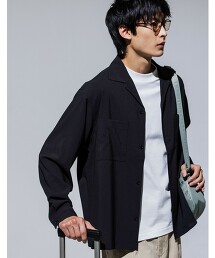 SHIELDRY 門襟長袖彈性開領襯衫 抗UV・遮熱