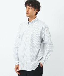FINE BASIC 牛津布 直條紋寬版 釦領 襯衫 越南製
