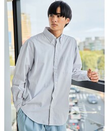 FINE BASIC 棉 絲綢 寬大 釦領 格紋 襯衫