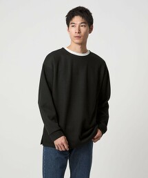 中粗針編織雙面布料無領上衣