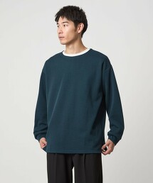 中粗針編織雙面布料無領上衣