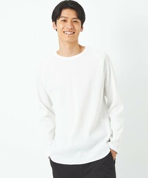 乾爽華夫格圓領長袖T恤