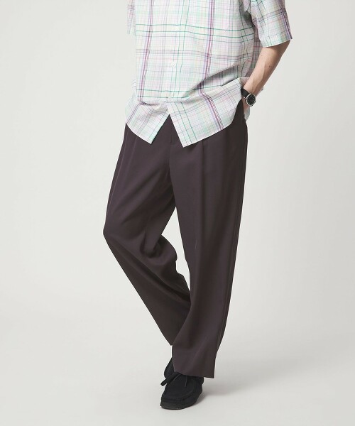 FINE BASIC 三醋酸纖維混羊毛寬版西裝褲 W4