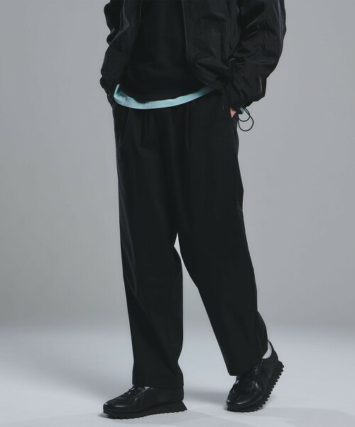 混亞麻彈性寬版輕便褲 W4