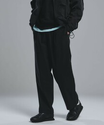 混亞麻彈性寬版輕便褲 W4