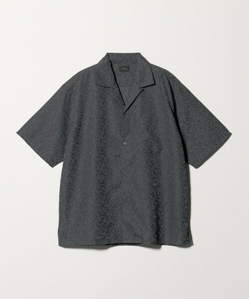 仿亞麻緹花開領短袖襯衫