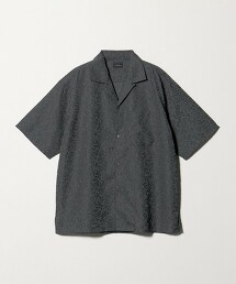 仿亞麻緹花開領短袖襯衫