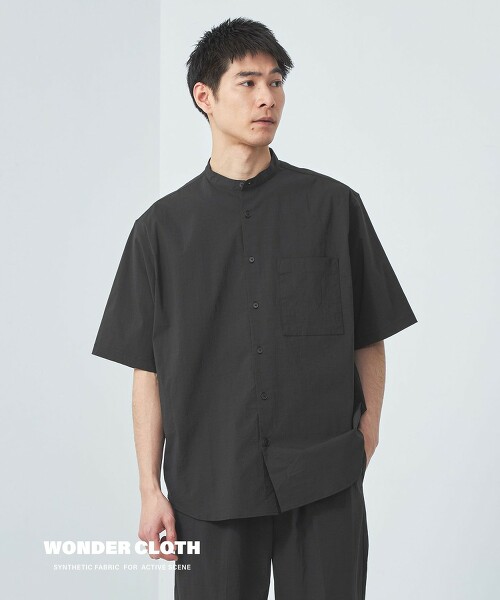 WONDER CLOTH 立領彈性短袖襯衫 接觸冷感・吸水速乾