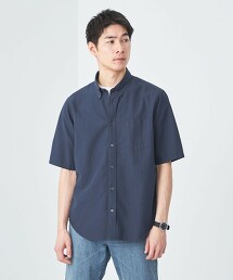 泡泡紗緹花扣領短袖襯衫