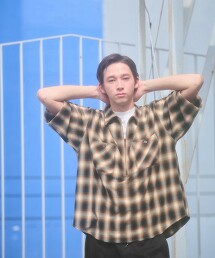 ＜GLR or＞漸層格紋半拉鍊短袖襯衫