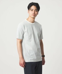 LONG FIBER COTTON 橫條紋圓領短袖T恤