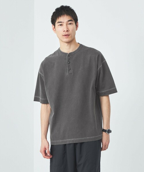 【特別訂製】<Healthknit>亨利領印染T恤